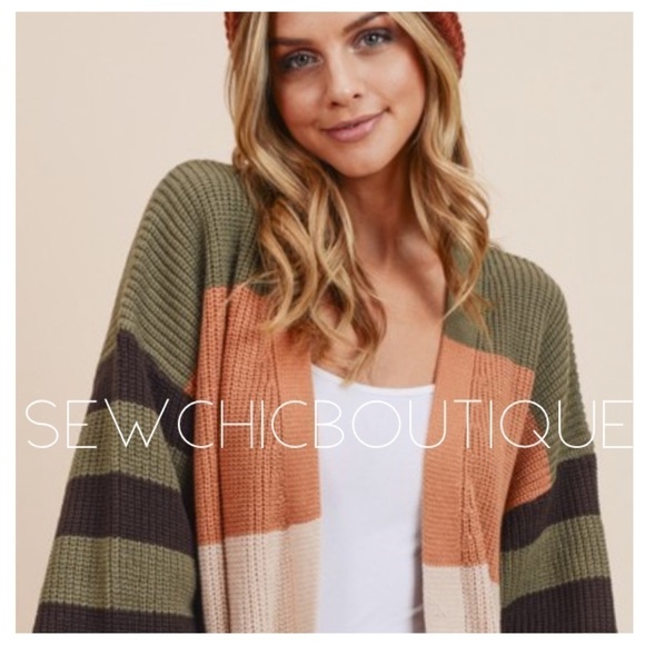 So Pretty! Oversized Knit Striped Cardigan - Picture 1 of 13